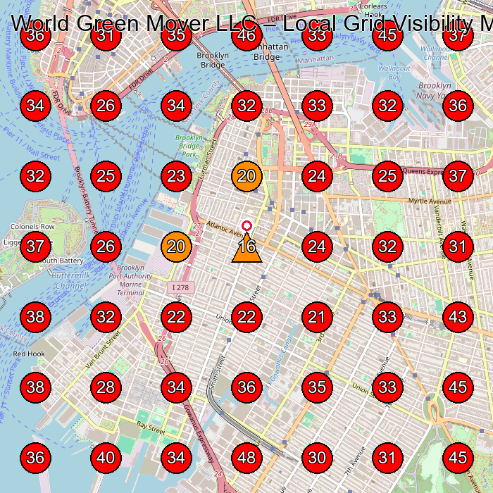 World Green Mover LLC GeoGrid visibility map for Moving And Storage Service in New York